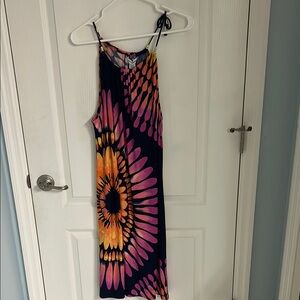 NWT Tommy Bahama Black and Orange Sleeveless Halter Sundress size small